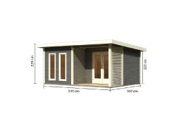 Karibu Gartenhaus RADEBURG 5 terragrau 40mm Wandstärke