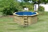 Karibu Pool Modell Variante 1 X Poolgrundkörper inkl. Vlies, Folie BLAU, kdi Holzdeck und Edelstahlleiter, KESSELDRUCKIMPRÄGNIERT