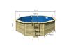 Karibu Pool Modell Variante 2 X Poolgrundkörper inkl. Vlies, Folie BLAU, kdi Holzdeck und Edelstahlleiter, KESSELDRUCKIMPRÄGNIERT