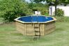 Karibu Pool Modell Variante 2 X Poolgrundkörper inkl. Vlies, Folie BLAU, kdi Holzdeck und Edelstahlleiter, KESSELDRUCKIMPRÄGNIERT
