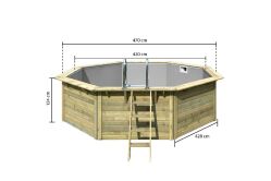 Karibu Pool Modell Variante 2 X Poolgrundkörper inkl. Vlies, Folie GRAU, kdi Holzdeck und Edelstahlleiter, KESSELDRUCKIMPRÄGNIERT