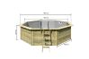 Karibu Pool Modell Variante 2 X Poolgrundkörper inkl. Vlies, Folie GRAU, kdi Holzdeck und Edelstahlleiter, KESSELDRUCKIMPRÄGNIERT