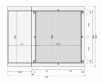 Karibu 44mm Rechteck Pool Modell Größe 1 inkl. Terrasse vor Kopf an der Seite 3,5 m breit