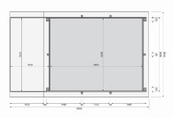 Karibu 44mm Rechteck Pool Modell Größe 2 inkl. Terrasse vor Kopf an der Seite 3,5 m breit