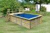 Karibu 44mm Rechteck Pool Modell Größe 2 inkl. Terrasse vor Kopf an der Seite 3,5 m breit