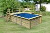 Karibu 44mm Rechteck Pool Modell Größe 2 inkl. Terrasse vor Kopf an der Seite 3,5 m breit+ Terrasse an der Seite