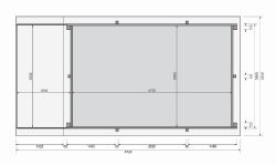 Karibu 44mm Rechteck Pool Modell Größe 3 inkl. Terrasse vor Kopf an der Seite 3,5 m breit