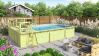 Karibu 44mm Rechteck Pool Modell Größe 3 inkl. Terrasse vor Kopf an der Seite 3,5 m breit+ Terrasse an der Seite