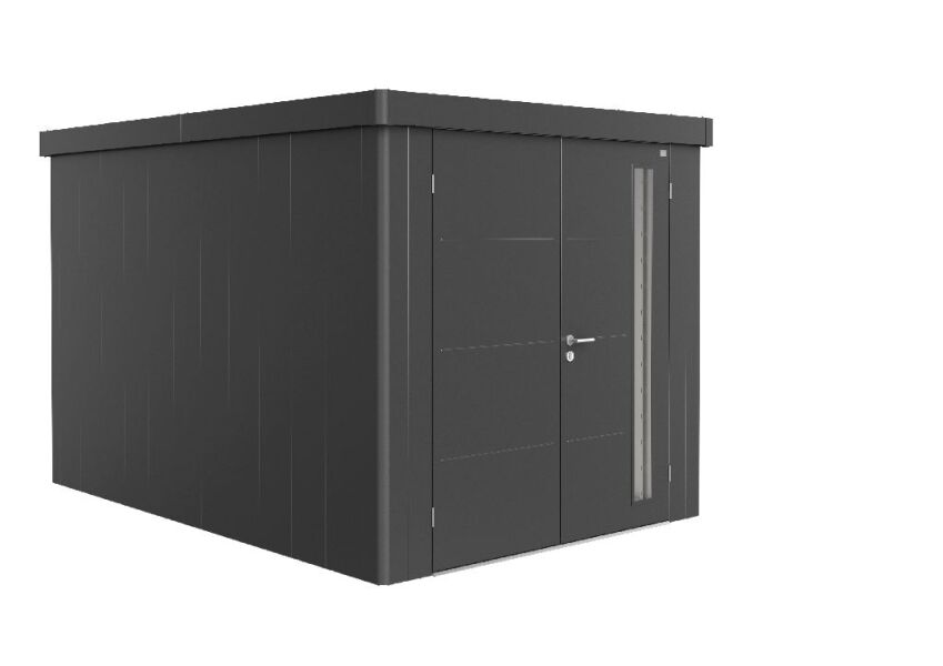 9003414850729 - Biohort Gerätehaus Neo 4B Doppeltüre dunkelgrau-metallic 236x348x222