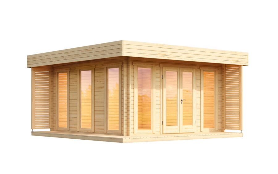 Gartenhaus MABEL (Version 1); 410x410 cm ISO (C); 40 mm Doppelnut; inkl. Boden und Terrasse