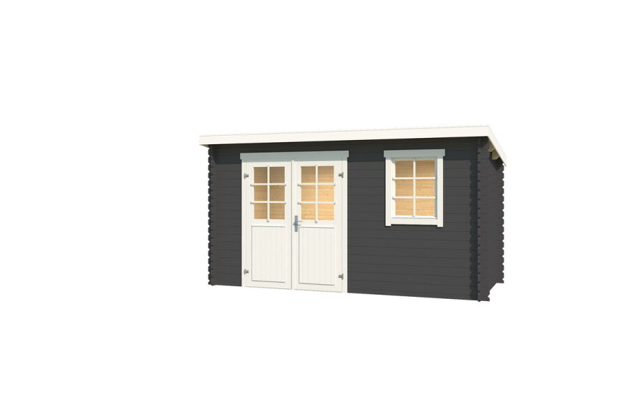 Gartenhaus AMIRA 175 400 x 195 cm; 28mm Blockbohlen; CARBON GRAU lackiert