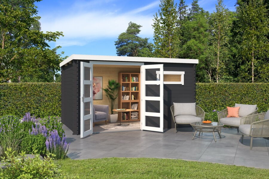 Gartenhaus AUGUSTA 400 x 250 cm, 28 mm natur / farbig