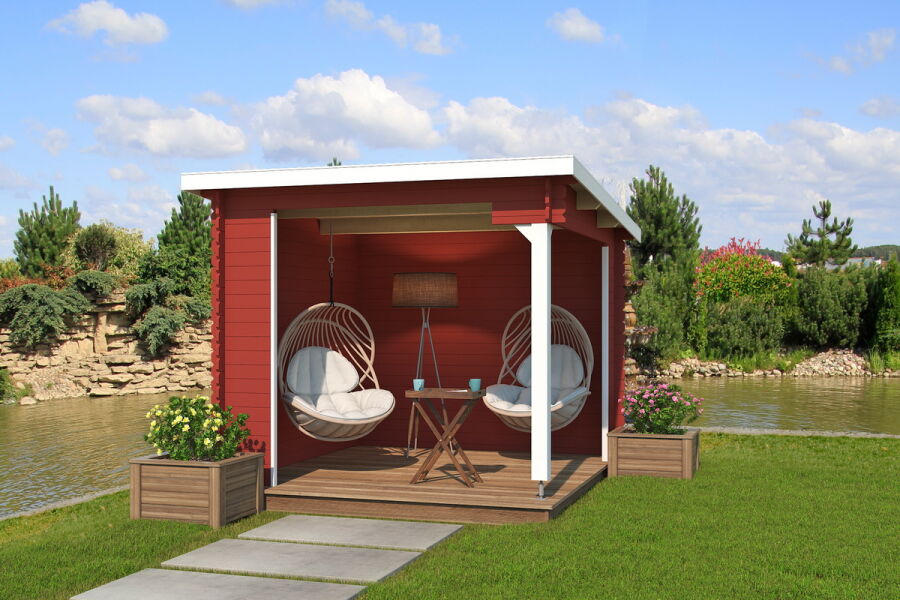 Gartenhaus BUFFALO 275 - 295 x 295 cm, 28 mm, natur / farbig