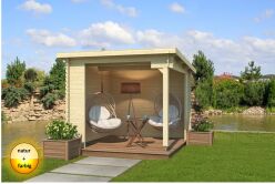 Gartenhaus BUFFALO 275 - 295 x 295 cm, 28 mm, natur / farbig