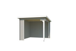 Gartenhaus BUFFALO 275 295 x 295 cm; 28mm Blockbohlen; LICHT GRAU lackiert