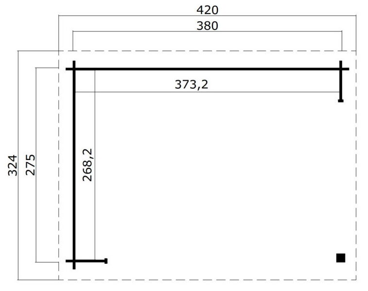 Gartenhaus BUFFALO 380 - 400 x 295 cm, 28 cm, natur / farbig
