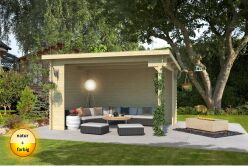 Gartenhaus BUFFALO 380 - 400 x 295 cm, 28 cm, natur / farbig