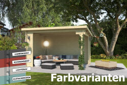 Gartenhaus BUFFALO 380 - 400 x 295 cm, 28 cm, natur / farbig