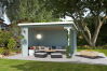 Gartenhaus BUFFALO 380 - 400 x 295 cm, 28 cm, natur / farbig
