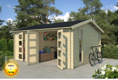 Gartenhaus CARROZ 2 - 476 x 380 cm, 28 mm, natur / farbig