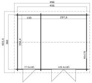 Gartenhaus CARROZ 2 - 476 x 380 cm, 28 mm, natur / farbig