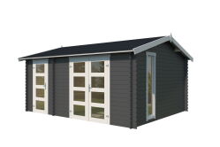 Gartenhaus CARROZ 2 476 x 380 cm; 28mm Blockbohlen; CARBON GRAU lackiert