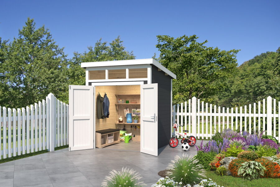 Gartenhaus KIBO 200 x 200 cm, 28 mm,  natur / farbig