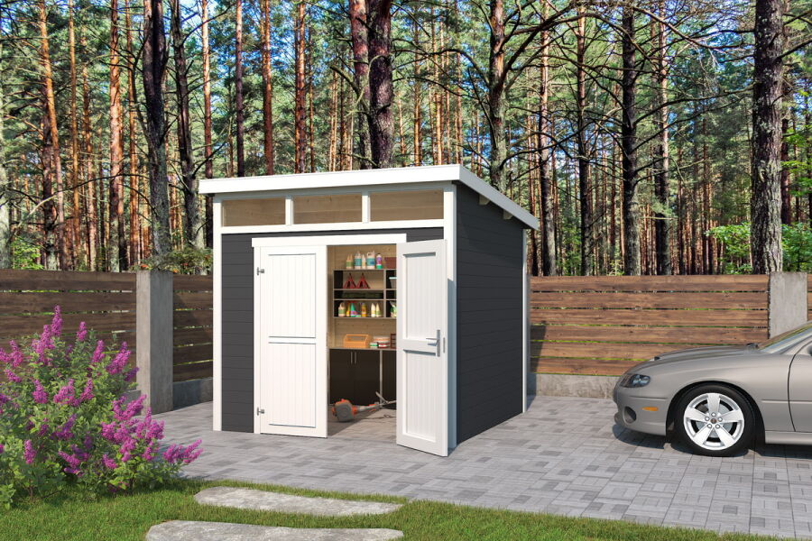 Gartenhaus KIBO 3 - 250 x 250 cm, 28 mm, natur / farbig