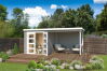 Gartenhaus LONG BEACH 492 x 250 cm; 28mm Blockbohlen; LICHT GRAU lackiert
