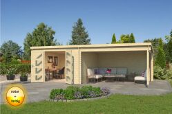 Gartenhaus NEW ORLEANS 730 x 350 cm, 28 mm,  natur / farbig