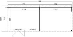 Gartenhaus RENO 780 x 295 cm, 28 mm, natur / farbig