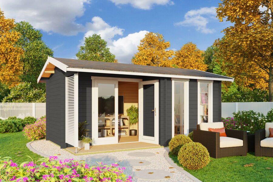 Gartenhaus RIVERSIDE 500 x 320 cm, 28 mm,  natur / farbig