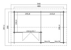 Gartenhaus RIVERSIDE 500 x 320 cm, 28 mm,  natur / farbig