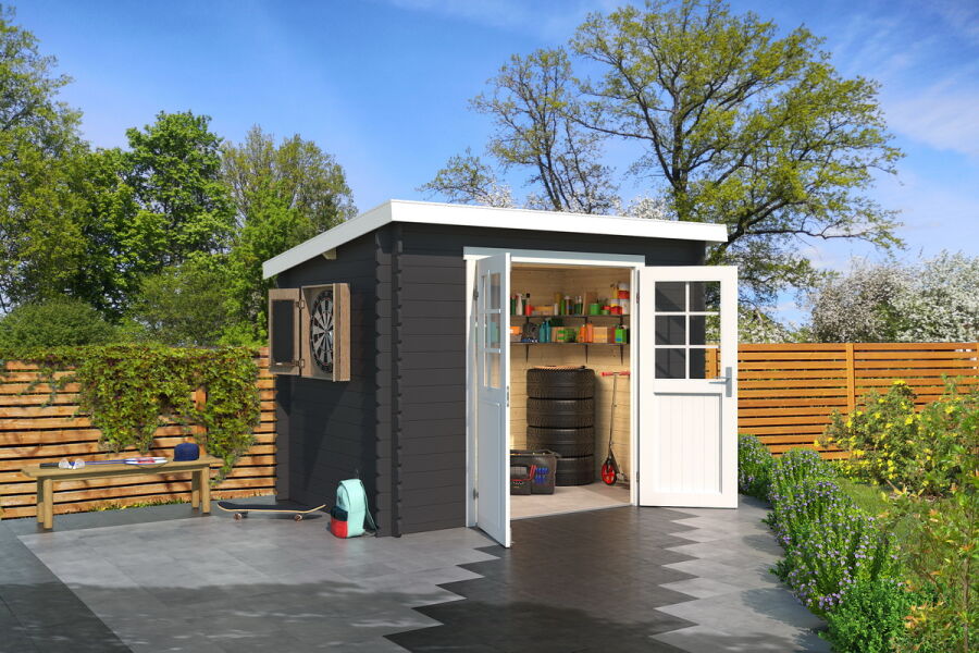 Gartenhaus SAN JOSE 175 - 295 x 195 cm, 28 mm,  natur / farbig
