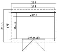 Gartenhaus SAN JOSE 175 - 295 x 195 cm, 28 mm,  natur /...