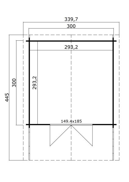 Gartenhaus VILJANDI 34 - 320 x 320 cm, 28 mm,  natur / farbig