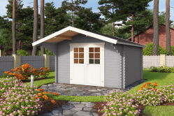 Gartenhaus VILJANDI 34 320 x 320 cm; 34mm Blockbohlen; LICHT GRAU lackiert