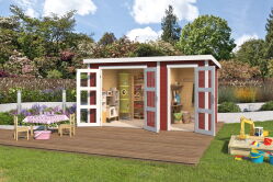 Gartenhaus ZAMBEZI XL - 380 x 240 cm, 28 mm, natur / farbig