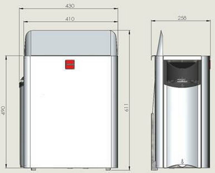 Harvia Saunaofen "The Wall" edelstahl schwarz mit eingebauter Steuerung 6 kW (Lager)