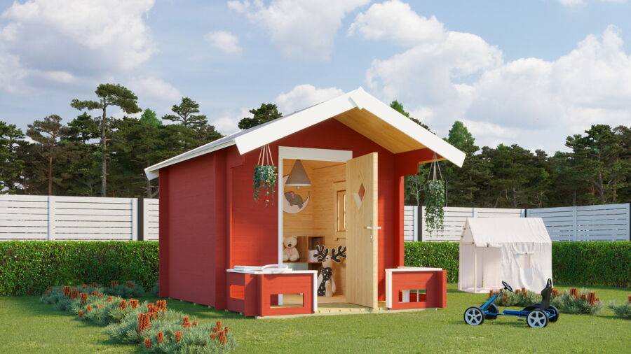 Kinderspielhaus PINOCCHIO 180x180 cm, 19mm Wandstärke, inkl. Boden und Terrasse