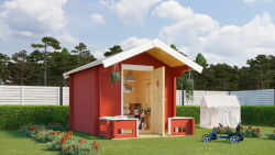 Kinderspielhaus PINOCCHIO 180x180 cm, 19mm Wandstärke, inkl. Boden und Terrasse