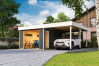 Garage BAHAMAS OHNE TORE 660x540 cm, 44mm Wandbohle, Premium Einzeltür und ISO Verglasung