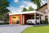 Garage BAHAMAS OHNE TORE 660x540 cm, 44mm Wandbohle, Premium Einzeltür und ISO Verglasung
