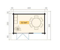 Gartenhaus DORSET 71, 420x270 cm, 70mm Blockbohlen, inkl. Boden und ISO-Verglasung