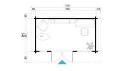 Gartenhaus DORSET 72, 470x270 cm, 70mm Blockbohlen, inkl. Boden und ISO-Verglasung