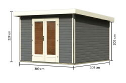 Gartenhaus RATZEBURG 1 terragrau 369x309cm, 40mm...
