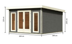 Gartenhaus RATZEBURG 2 terragrau 369x369cm, 40mm...