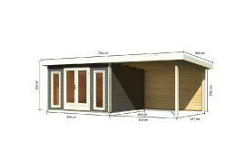 Gartenhaus RATZEBURG 1 terragrau 369x309cm im Set 3,3 m...
