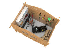 Gartenhaus VALENTINE 4,7 m2, 296x200cm, 28mm Bohlen, braun imprägniert