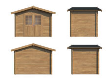 Gartenhaus VALENTINE 4,7 m2, 296x200cm, 28mm Bohlen, braun imprägniert